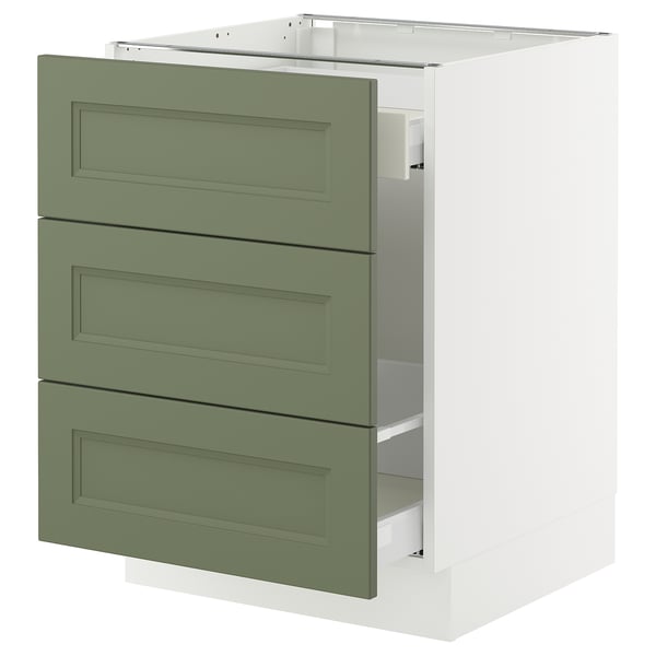 SEKTION / MAXIMERA Base cab f recycling/3 fronts, white/Axstad gray-green, 24x24x30 "