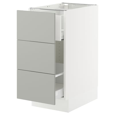 SEKTION / MAXIMERA Base cab f recycling/3 fronts, white/Havstorp light gray, 15x24x30 "