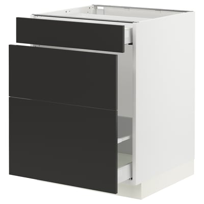 SEKTION / MAXIMERA Base cab f recycling/3 fronts, white/Nickebo matte anthracite, 24x24x30 "