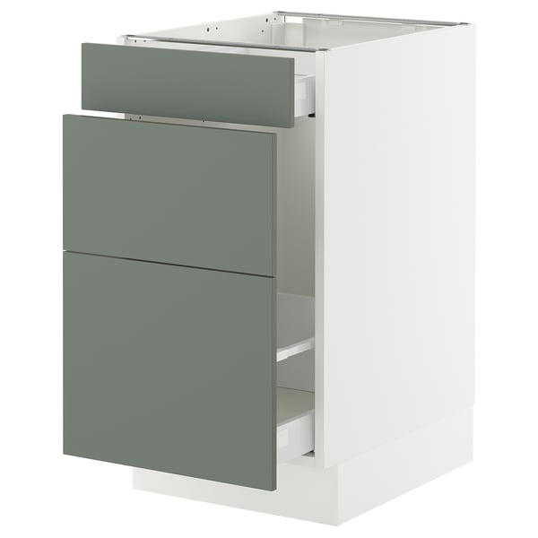 SEKTION / MAXIMERA Base cab f recycling/3 fronts, white/Nickebo matte grey-green, 18x24x30 "