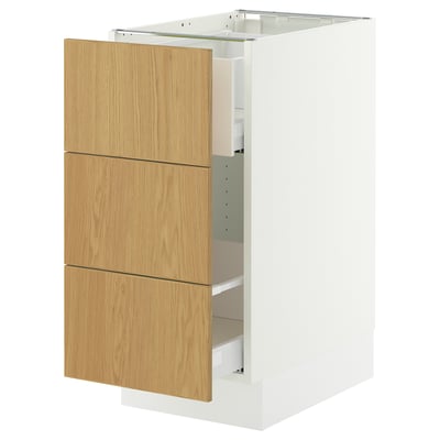 SEKTION / MAXIMERA Base cab f recycling/3 fronts, white/Sinarp oak veneer, 15x24x30 "