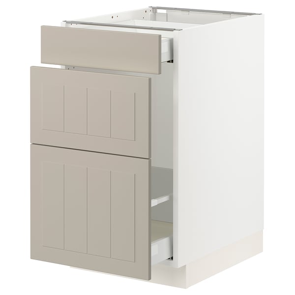 SEKTION / MAXIMERA Base cab f recycling/3 fronts, white/Stensund beige, 18x24x30 "