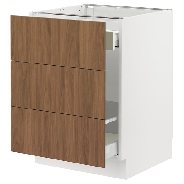 SEKTION / MAXIMERA Base cab f recycling/3 fronts, white/Tistorp brown walnut effect, 24x24x30 "