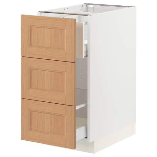 SEKTION kitchen cabinet, light oak wood, white, rectangular.