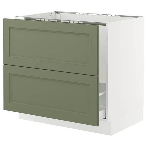 SEKTION kitchen cabinet: white & green, rectangular, double drawers.