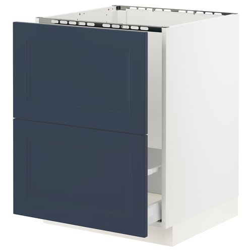 SEKTION kitchen cabinet in blue with two drawers, white frame, modern design.