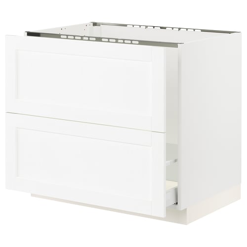 White SEKTION kitchen cabinet with smooth drawer.