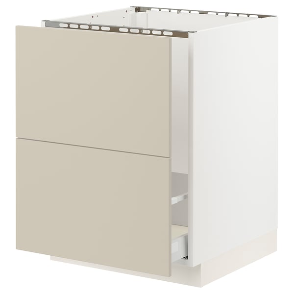 SEKTION / MAXIMERA Base cab f sink/recycling/2 fronts, white/Havstorp beige, 24x24x30 "