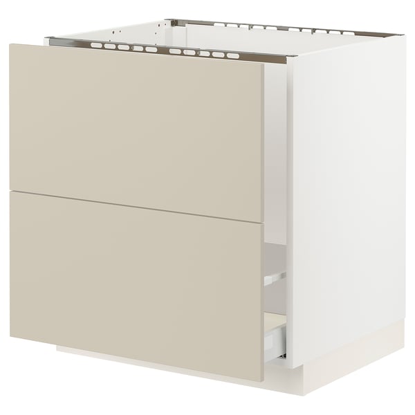 SEKTION / MAXIMERA Base cab f sink/recycling/2 fronts, white/Havstorp beige, 30x24x30 "