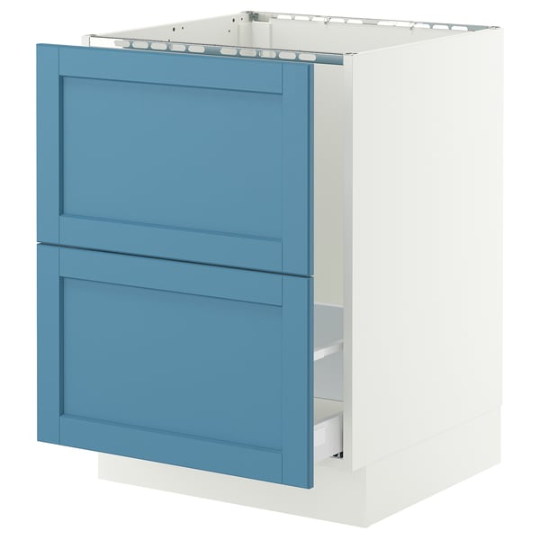 SEKTION / MAXIMERA Base cab f sink/recycling/2 fronts, white/Lerhyttan blue, 24x24x30 "