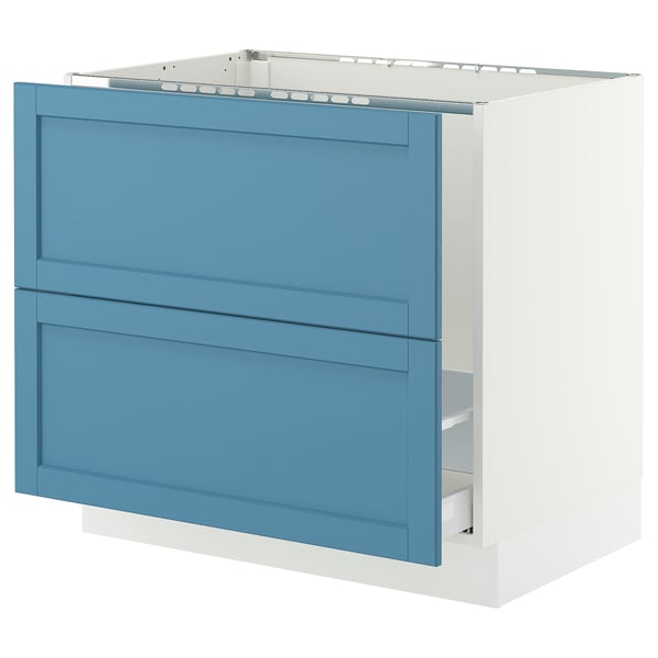 SEKTION / MAXIMERA Base cab f sink/recycling/2 fronts, white/Lerhyttan blue, 36x24x30 "