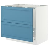 SEKTION / MAXIMERA Base cab f sink/recycling/2 fronts, white/Lerhyttan blue, 36x24x30 "
