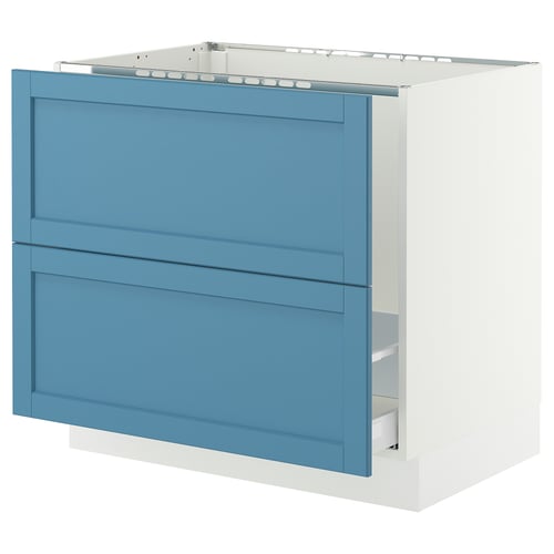 SEKTION / MAXIMERA Base cab f sink/recycling/2 fronts, white/Lerhyttan blue, 36x24x30 "