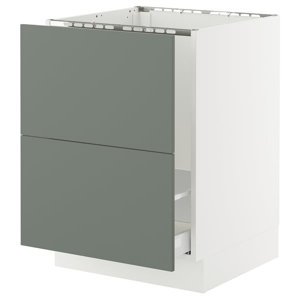 SEKTION / MAXIMERA Base cab f sink/recycling/2 fronts, white/Nickebo matte grey-green, 24x24x30 "