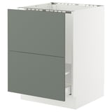 SEKTION / MAXIMERA Base cab f sink/recycling/2 fronts, white/Nickebo matte grey-green, 24x24x30 "