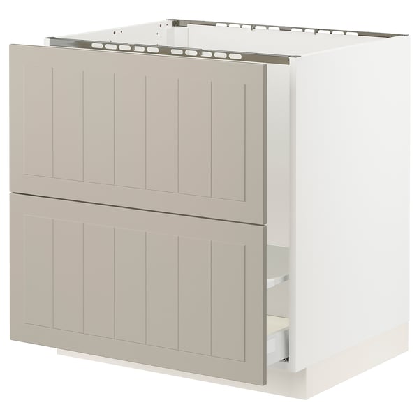 SEKTION / MAXIMERA Base cab f sink/recycling/2 fronts, white/Stensund beige, 30x24x30 "