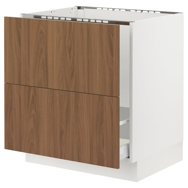 SEKTION / MAXIMERA Base cab f sink/recycling/2 fronts, white/Tistorp brown walnut effect, 30x24x30 "