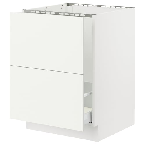 A white ikea SEKTION kitchen cabinet with a high drawer.