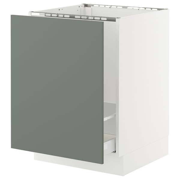 SEKTION / MAXIMERA Base cab f sink/recycling, white/Nickebo matte grey-green, 24x24x30 "