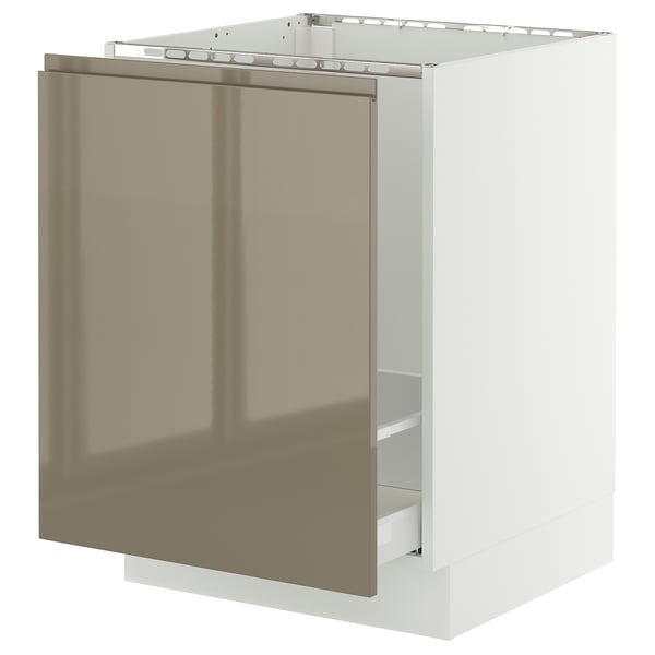 SEKTION / MAXIMERA Base cab f sink/recycling, white/Voxtorp high-gloss dark grey-brown, 24x24x30 "