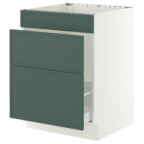 SEKTION / MAXIMERA Base cab f sink/waste sort/3 fronts, white/Aspudden dark gray-green, 24x24x30 "