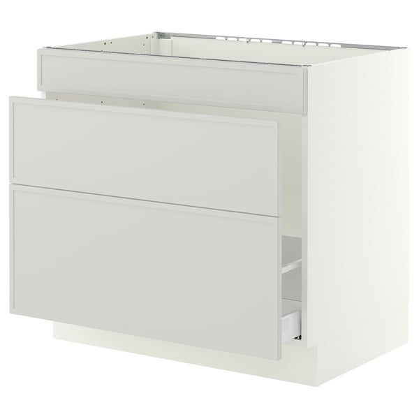 SEKTION / MAXIMERA Base cab f sink/waste sort/3 fronts, white/Aspudden light gray, 36x24x30 "