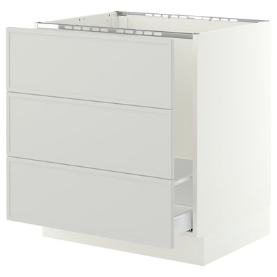 SEKTION / MAXIMERA Base cab f sink/waste sort/3 fronts, white/Aspudden light gray, 30x24x30 "