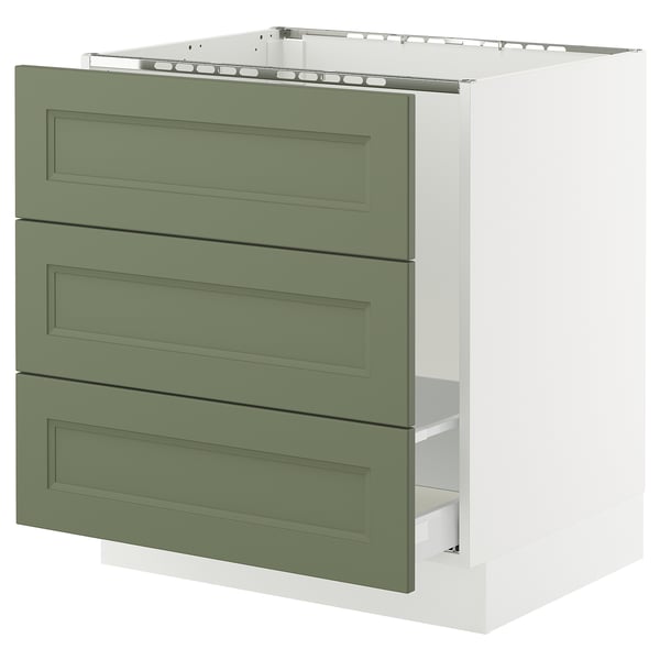 SEKTION / MAXIMERA Base cab f sink/waste sort/3 fronts, white/Axstad gray-green, 30x24x30 "