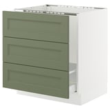 SEKTION / MAXIMERA Base cab f sink/waste sort/3 fronts, white/Axstad gray-green, 30x24x30 "
