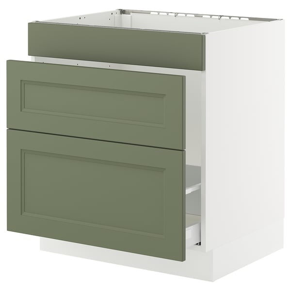 SEKTION / MAXIMERA Base cab f sink/waste sort/3 fronts, white/Axstad gray-green, 30x24x30 "