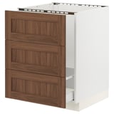 SEKTION / MAXIMERA Base cab f sink/waste sort/3 fronts, white Enköping/brown walnut effect, 24x24x30 "