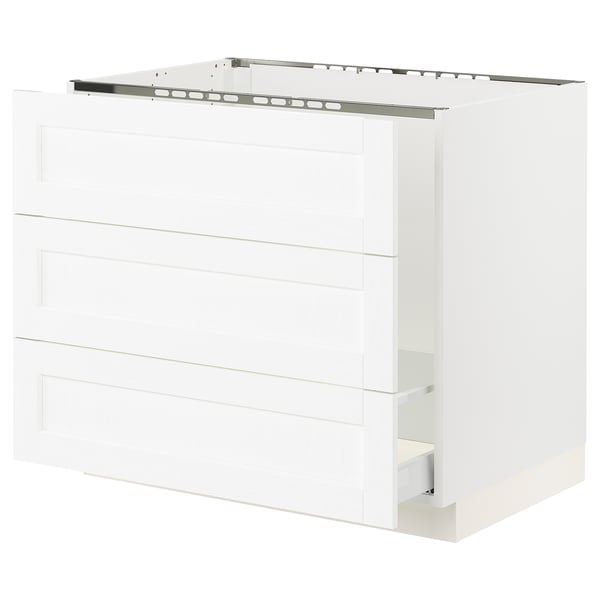 SEKTION / MAXIMERA Base cab f sink/waste sort/3 fronts, white Enköping/white wood effect, 36x24x30 "