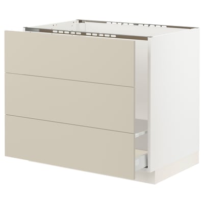 SEKTION / MAXIMERA Base cab f sink/waste sort/3 fronts, white/Havstorp beige, 36x24x30 "