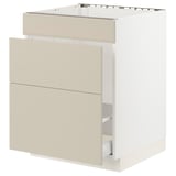 SEKTION / MAXIMERA Base cab f sink/waste sort/3 fronts, white/Havstorp beige, 24x24x30 "