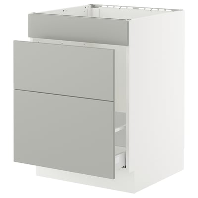 SEKTION / MAXIMERA Base cab f sink/waste sort/3 fronts, white/Havstorp light gray, 24x24x30 "
