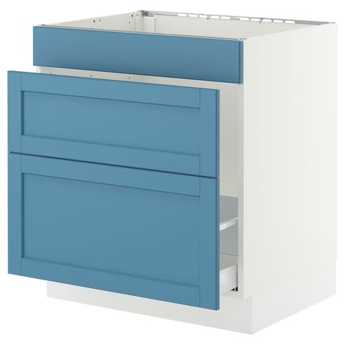 SEKTION / MAXIMERA Base cab f sink/waste sort/3 fronts, white/Lerhyttan blue, 30x24x30 "