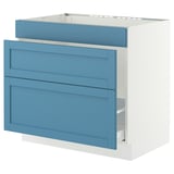 SEKTION / MAXIMERA Base cab f sink/waste sort/3 fronts, white/Lerhyttan blue, 36x24x30 "