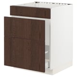 SEKTION / MAXIMERA Base cab f sink/waste sort/3 fronts, white/Sinarp brown, 24x24x30 "