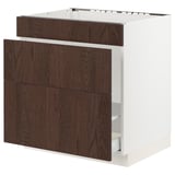 SEKTION / MAXIMERA Base cab f sink/waste sort/3 fronts, white/Sinarp brown, 30x24x30 "