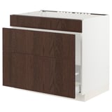 SEKTION / MAXIMERA Base cab f sink/waste sort/3 fronts, white/Sinarp brown, 36x24x30 "