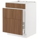 SEKTION / MAXIMERA Base cab f sink/waste sort/3 fronts, white/Tistorp brown walnut effect, 24x24x30 "