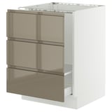 SEKTION / MAXIMERA Base cab f sink/waste sort/3 fronts, white/Voxtorp high-gloss dark grey-brown, 24x24x30 "