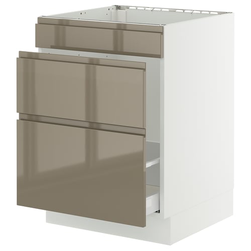 SEKTION kitchen cabinet - high gloss dark grey-brown stainless front with integrated handles.