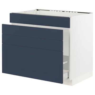 SEKTION / MAXIMERA Base cab f sink/waste sort/4 fronts, white Axstad/matte blue, 36x24x30 "