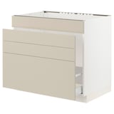 SEKTION / MAXIMERA Base cab f sink/waste sort/4 fronts, white/Havstorp beige, 36x24x30 "