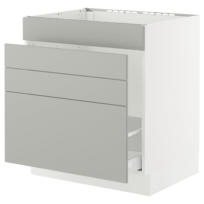 SEKTION / MAXIMERA Base cab f sink/waste sort/4 fronts, white/Havstorp light gray, 30x24x30 "