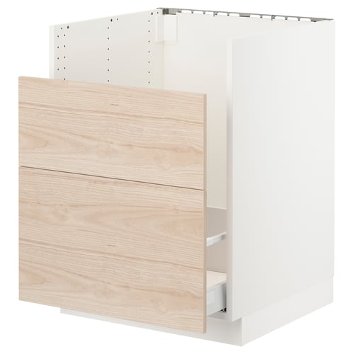 SEKTION kitchen unit in white & light wood. Single drawer, minimalist design.