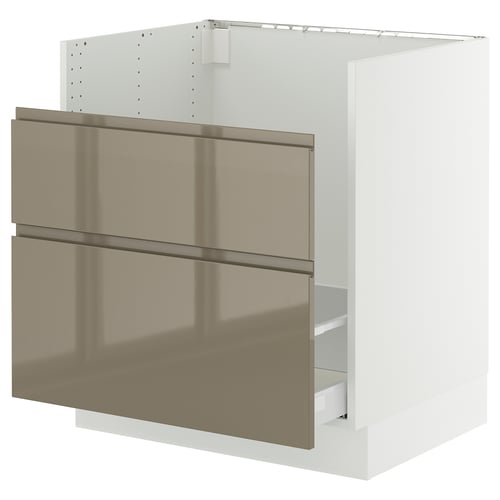 SEKTION high gloss dark grey-brown kitchen cabinet with integrated handles, sleek design.