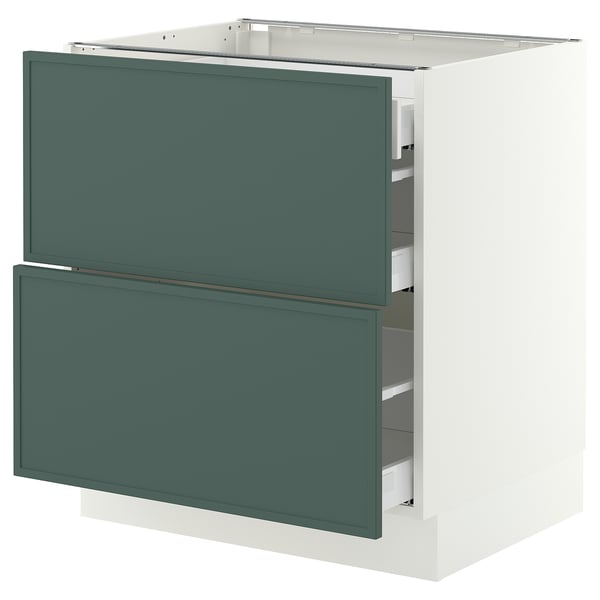 SEKTION / MAXIMERA Base cab with 2 fronts/3 drawers, white/Aspudden dark gray-green, 30x24x30 "