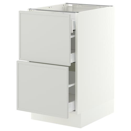 SEKTION / MAXIMERA Base cab with 2 fronts/3 drawers, white/Aspudden light gray, 18x24x30 "